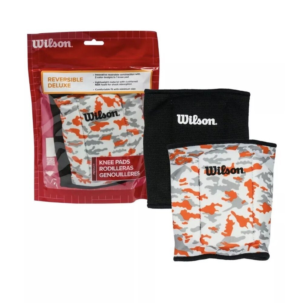 Wilson Reversible Deluxe Volleyball Knee Pads Junior Orange‎ Camo Black